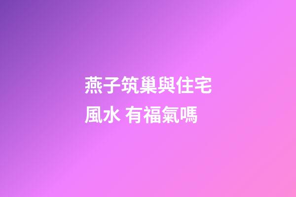 燕子筑巢與住宅風水 有福氣嗎
